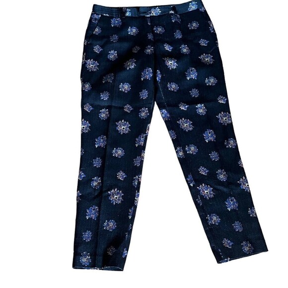 Club Monaco Womens Medallion Navy Kelly Pants silk wool blend. Sz 6 0012251 - Picture 1 of 8